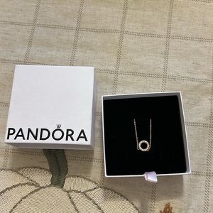 Pandora circle of sparkle 14k rose gold necklace